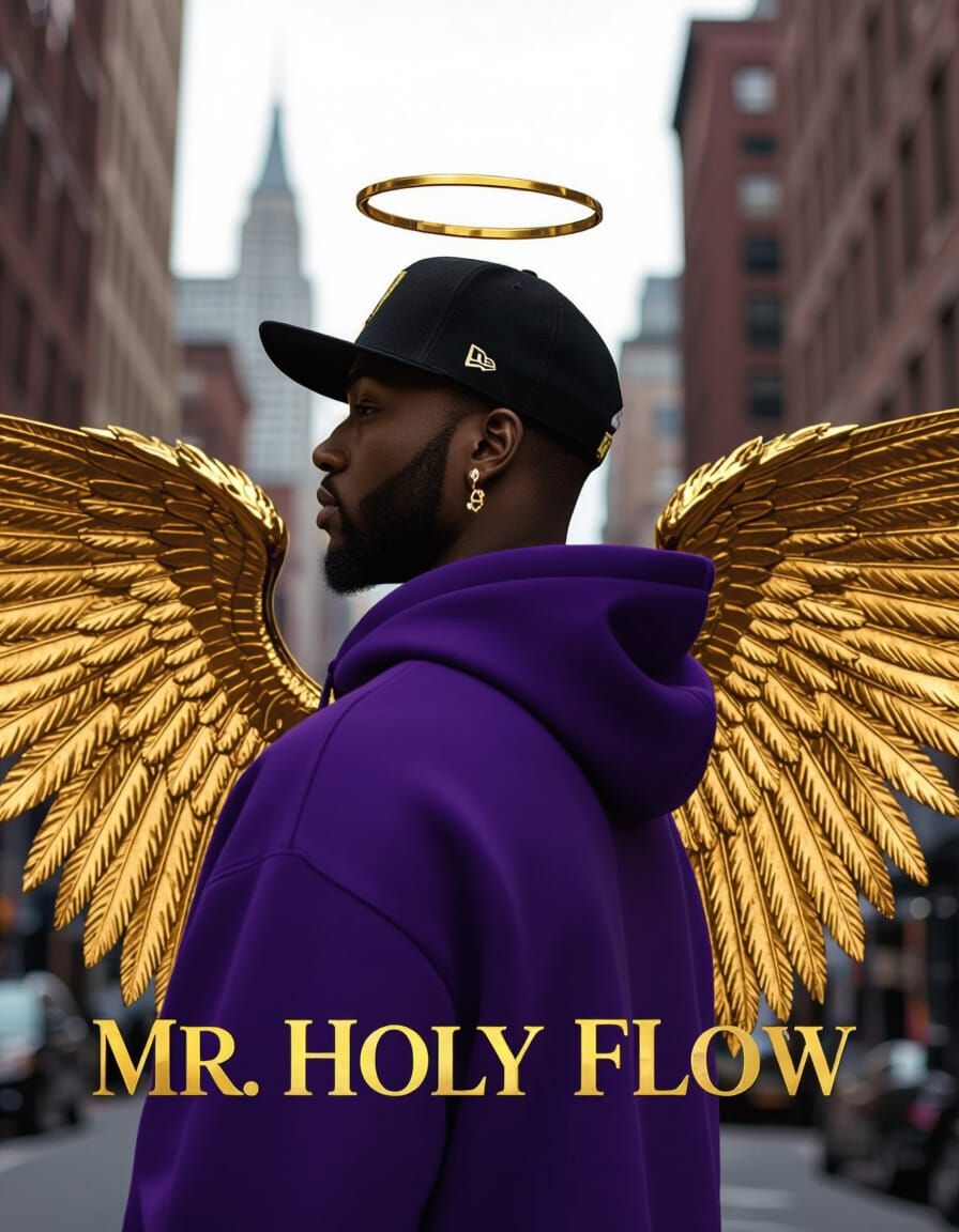 Urban Saint with Gold Halo, Cinematic Film Still