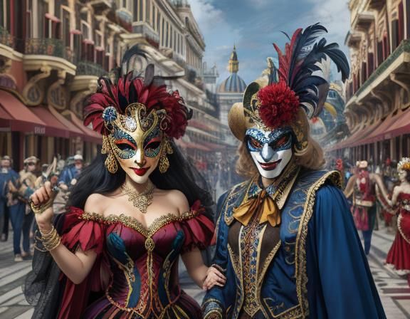 Ornate Venetian Carnival Masks