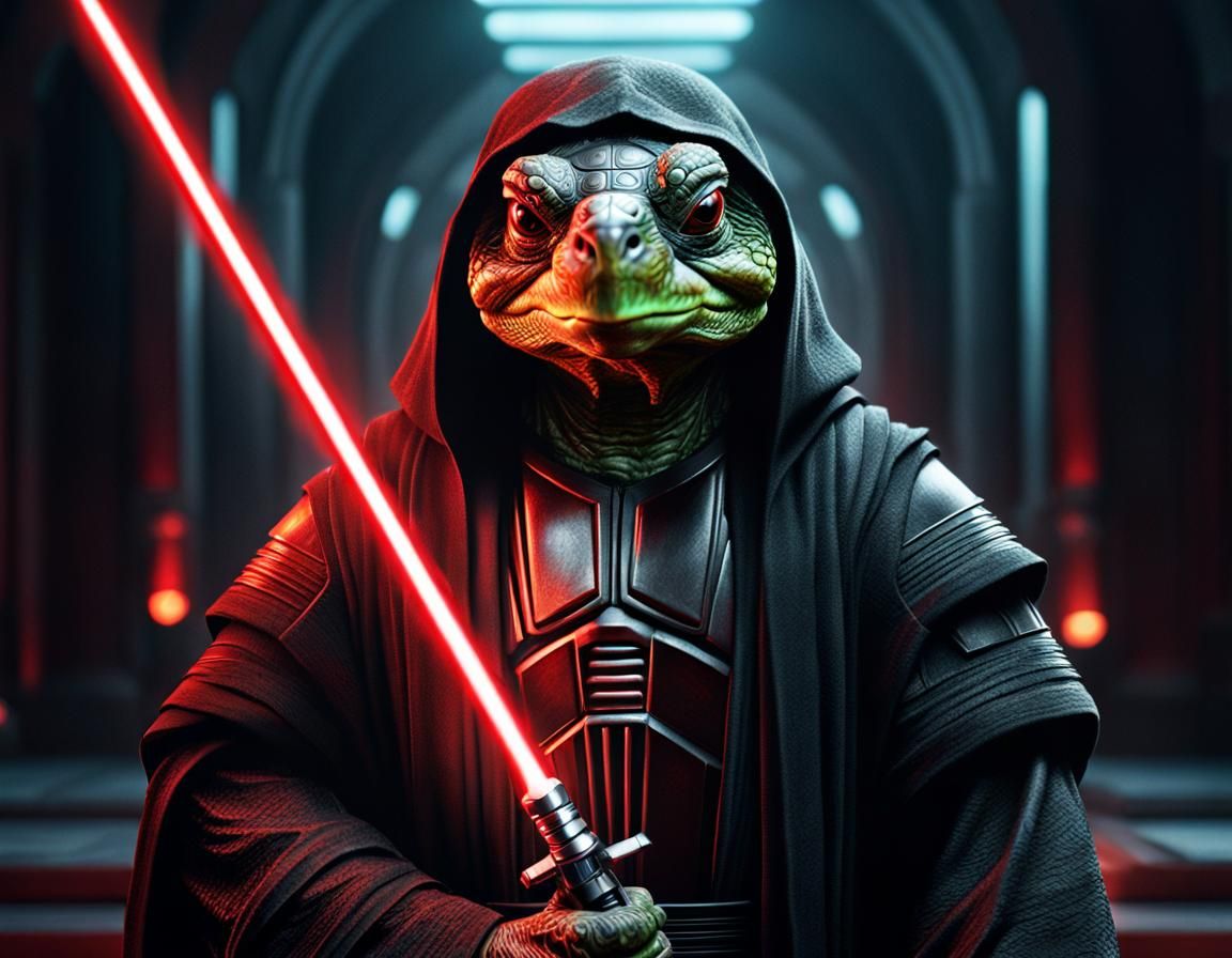 Anthropomorphic Turtle Sith Lord with Lightsaber
