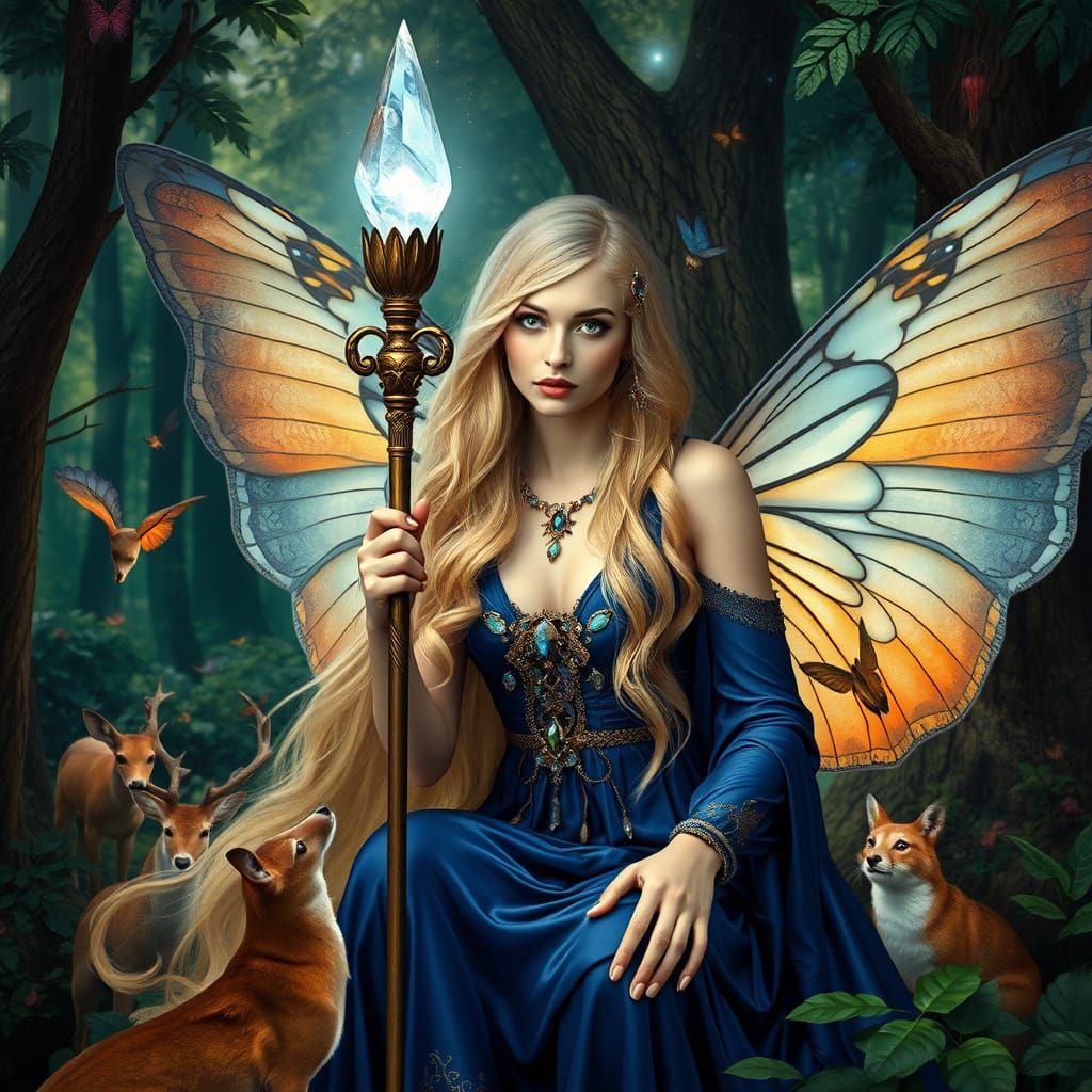 Goddess with Butterfly Wings in Art Nouveau Style