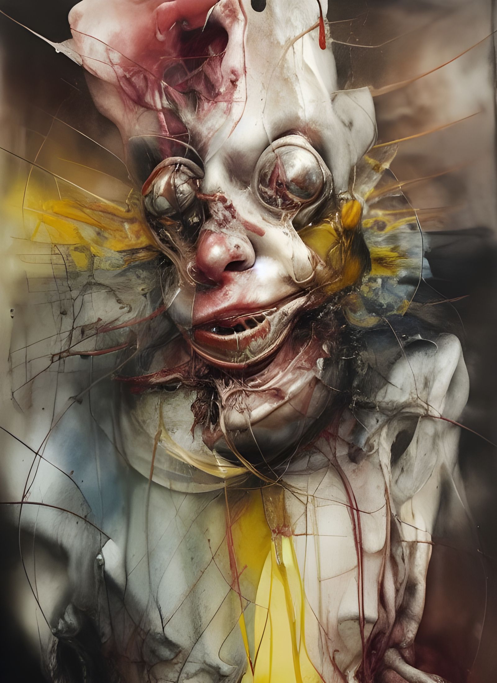 Grotesque Faceless Creature: Macabre Watercolour Painting