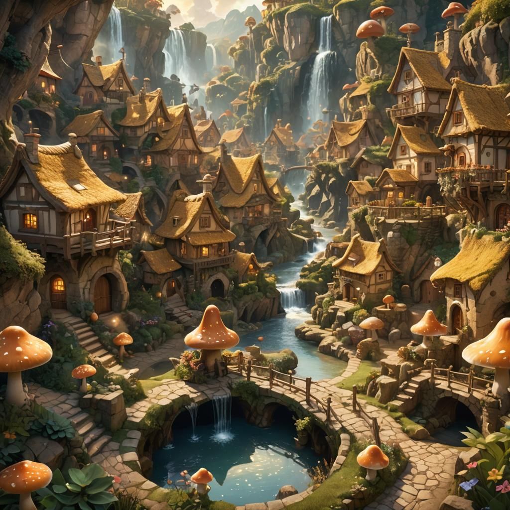 Enchanting Village Scene with Pinocchio