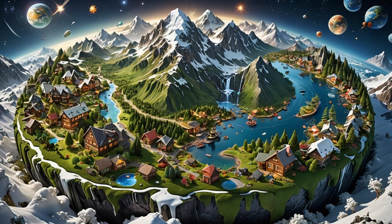 Earth Globe with Diverse Ecosystems in Space