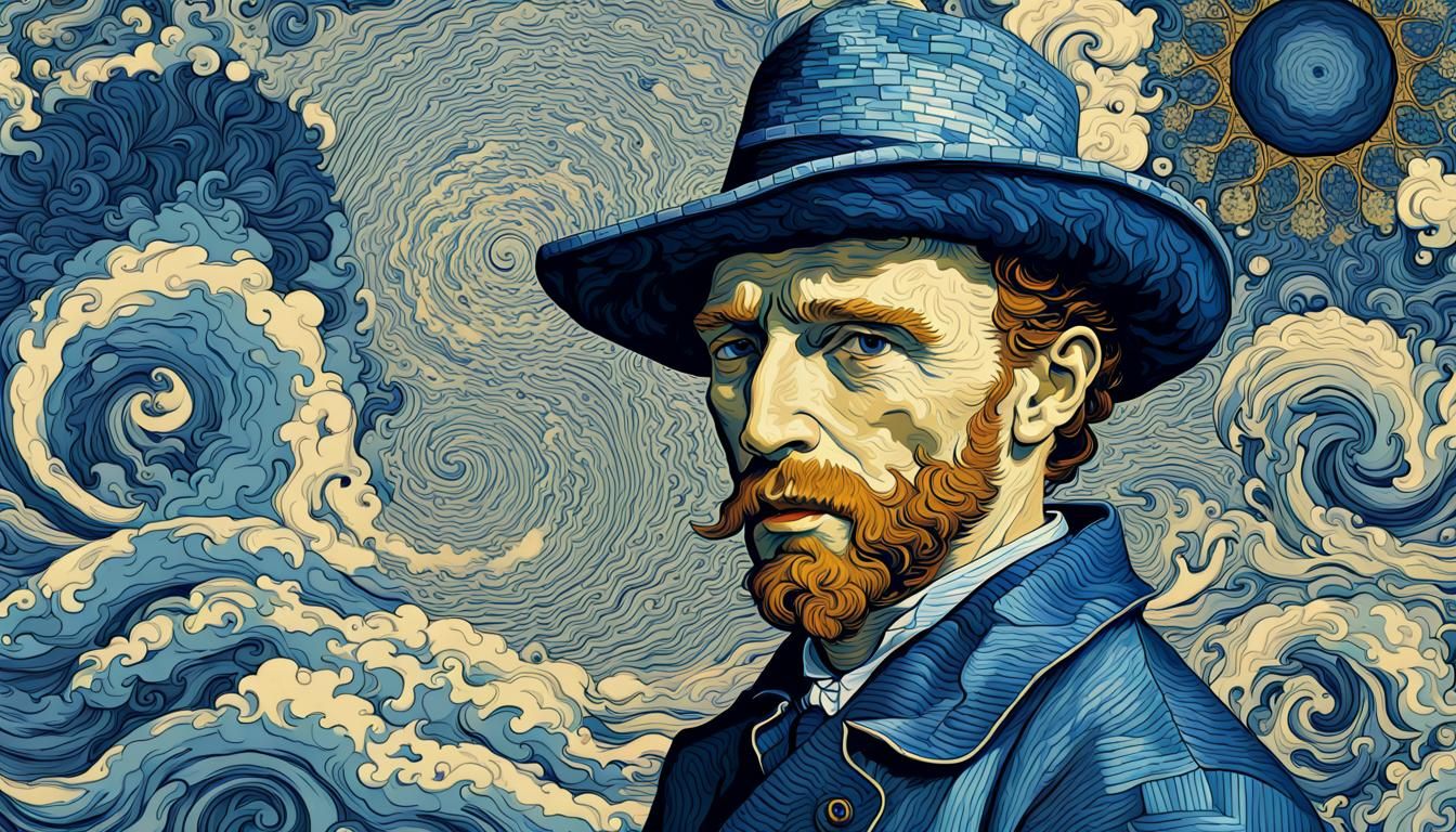 Delft Blue Van Gogh with Fractal Patterns