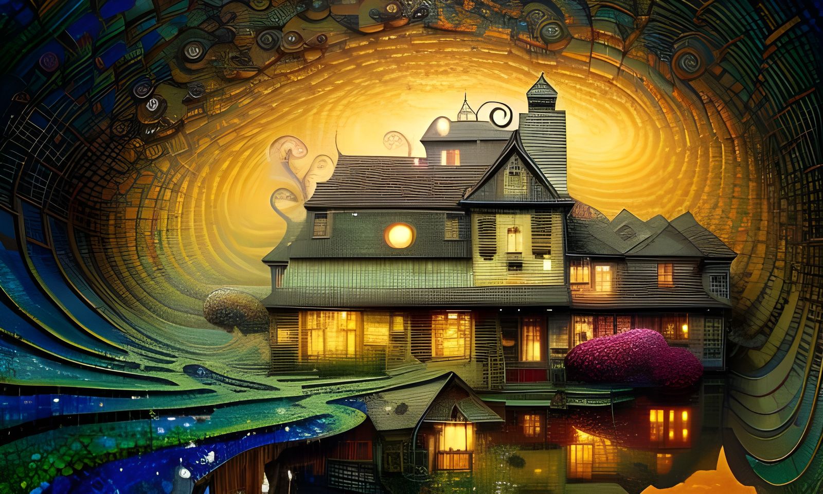 Gems and Fractals Farmhouse in Dark Fantasy Style