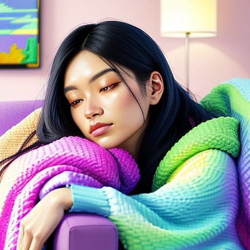 Cozy Pixel Art of Person Chilling on Couch