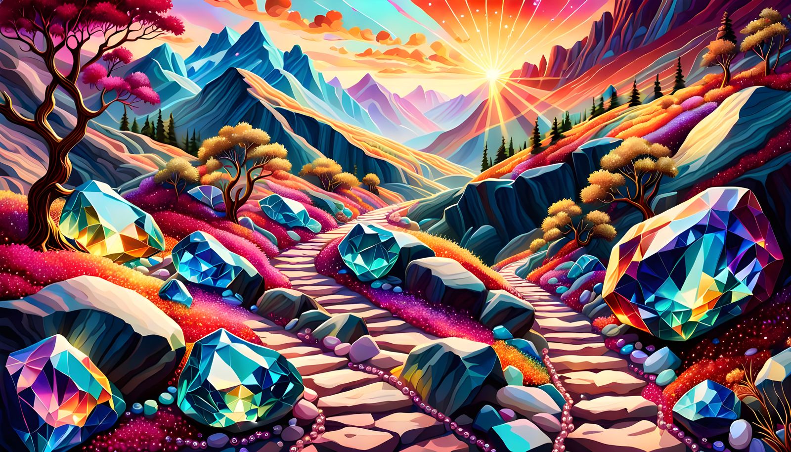 Iridescent Gemstone Garden of Exquisite Riches