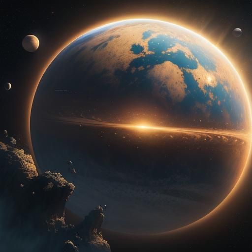 Dramatic Planets in Digital Matte Painting Style
