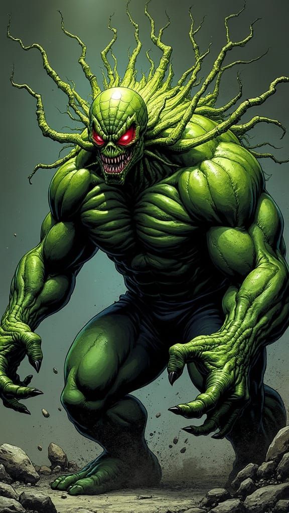 Monstrous Green Hulk-Spider Fusion with Bulging Muscles and ...