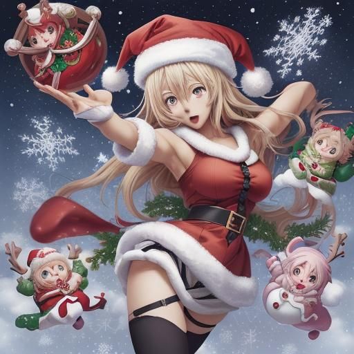 Anime Style Christmas Rush Scene