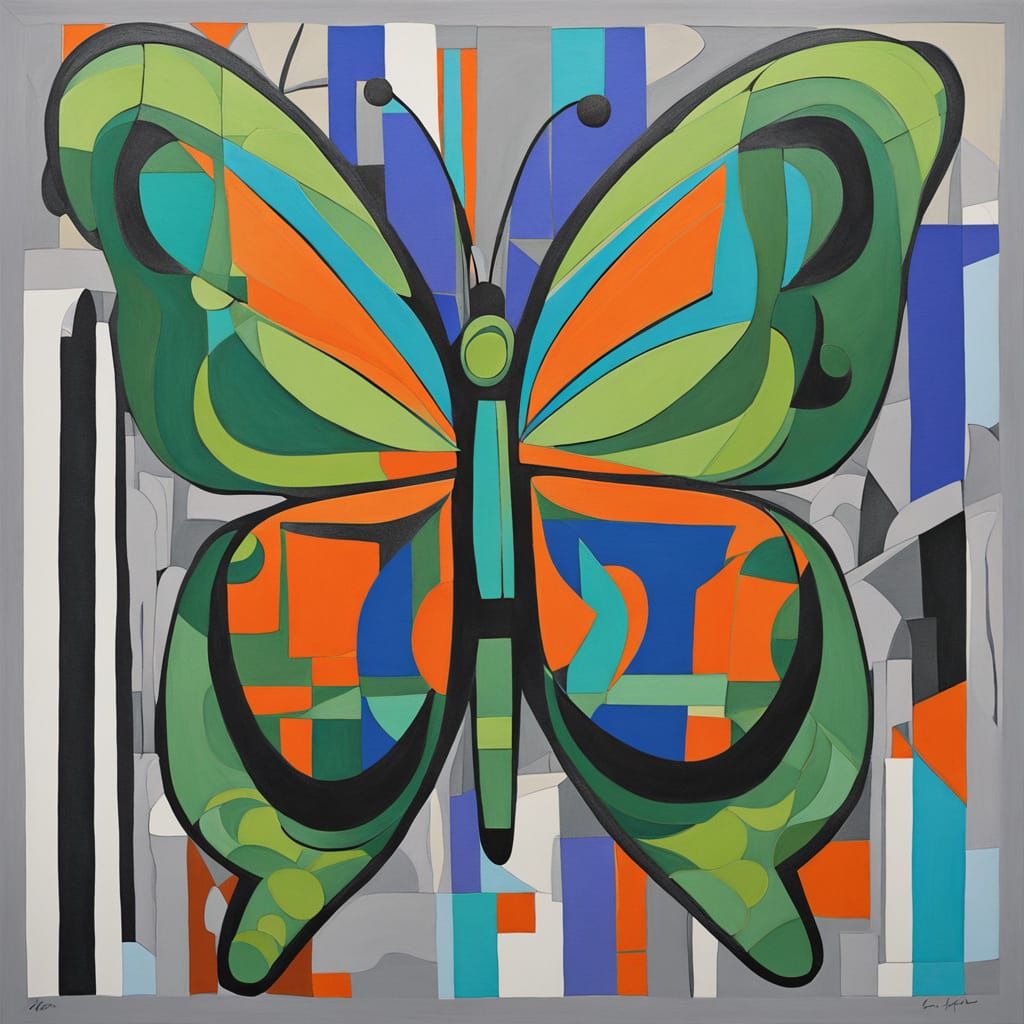 Vibrant Abstract Expressionism: Swirling Gray and Green Patt...