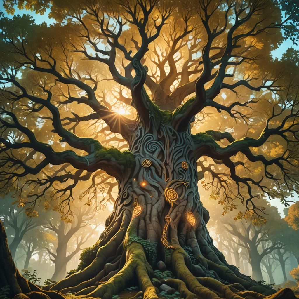 Mystical Yggdrasil in Fantasy Landscape Digital Art