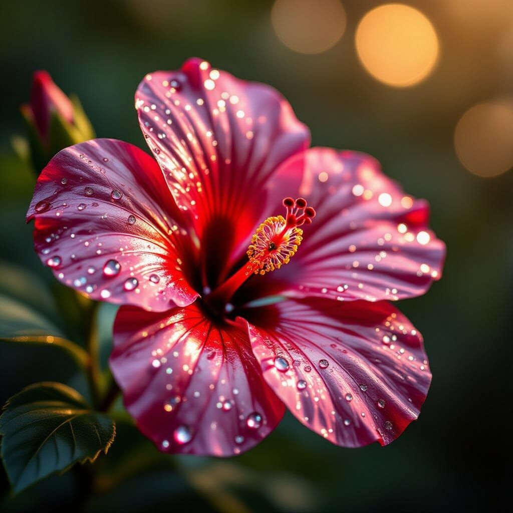 Majestic Metallic Hibiscus Flower with Gold Glitter