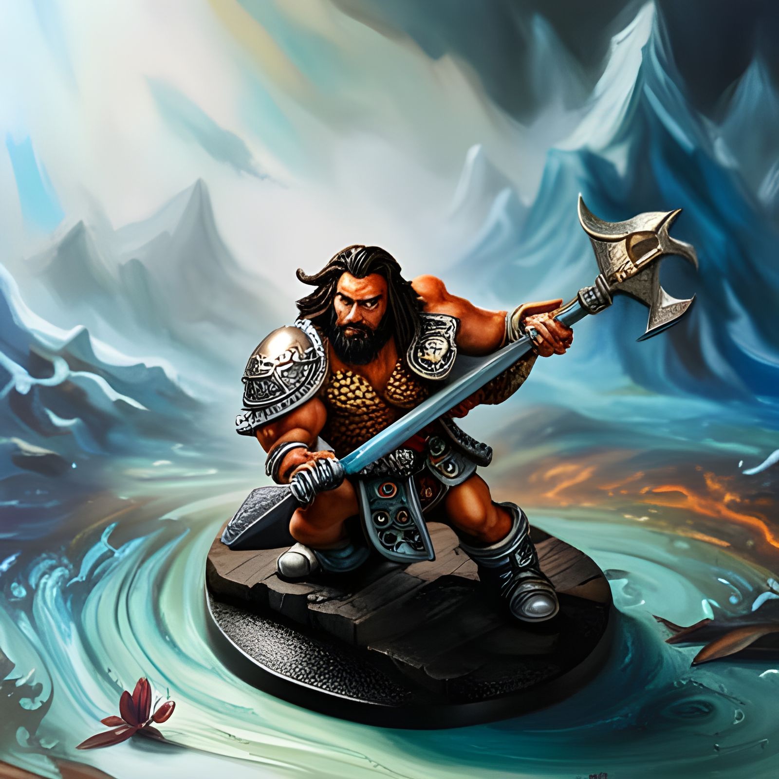 Miniature of dwarf in battle