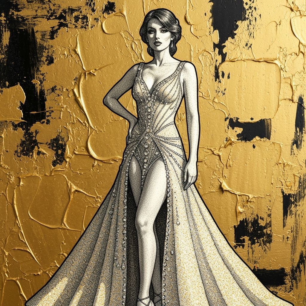 Art Nouveau Woman in Sparkling Stained Glass Gown