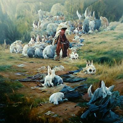 Herder and Thousand Rabbits Oil Painting