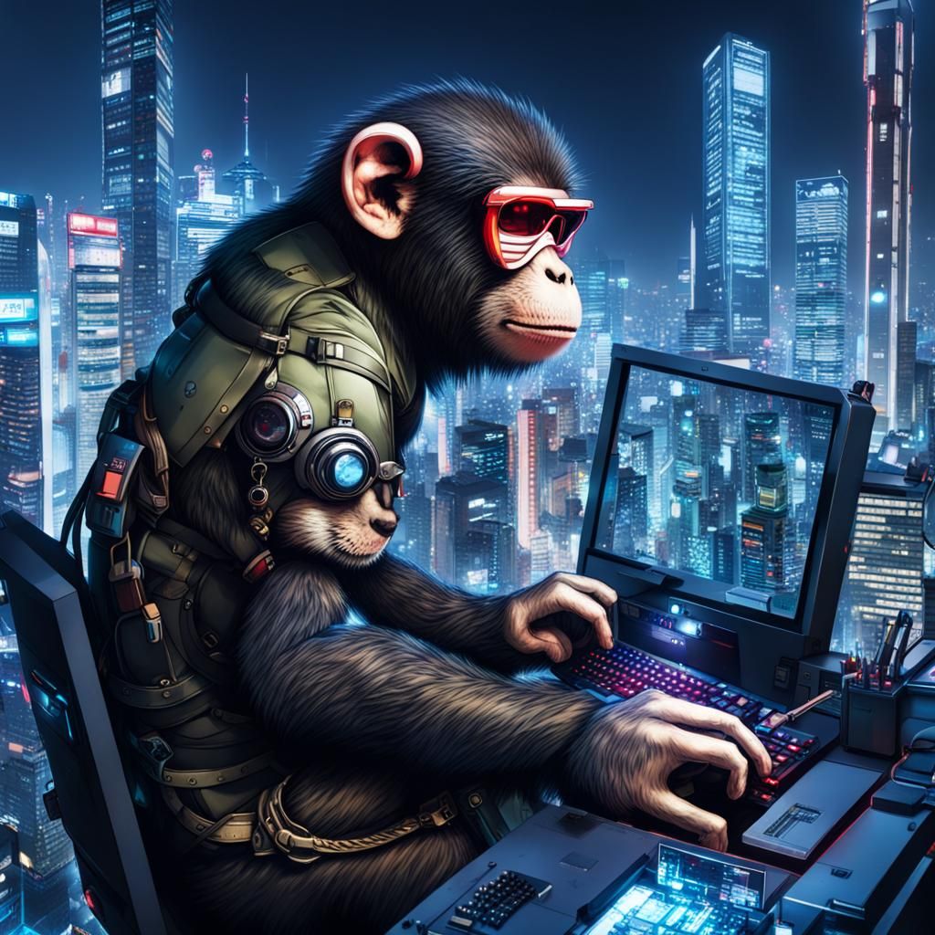Cyberpunk Monkey Hacking Arasaka Tower