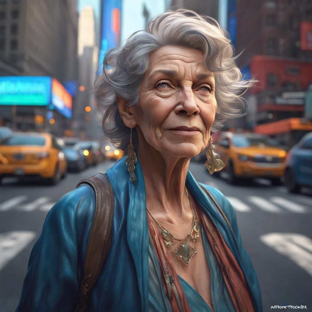 Stylish Woman in New York, Hyperdetailed Digital Portrait