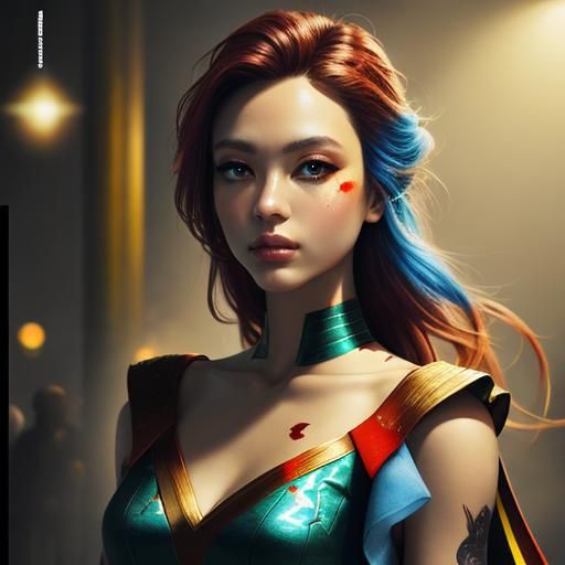 Realistic Skin Portrait in Vibrant Colors