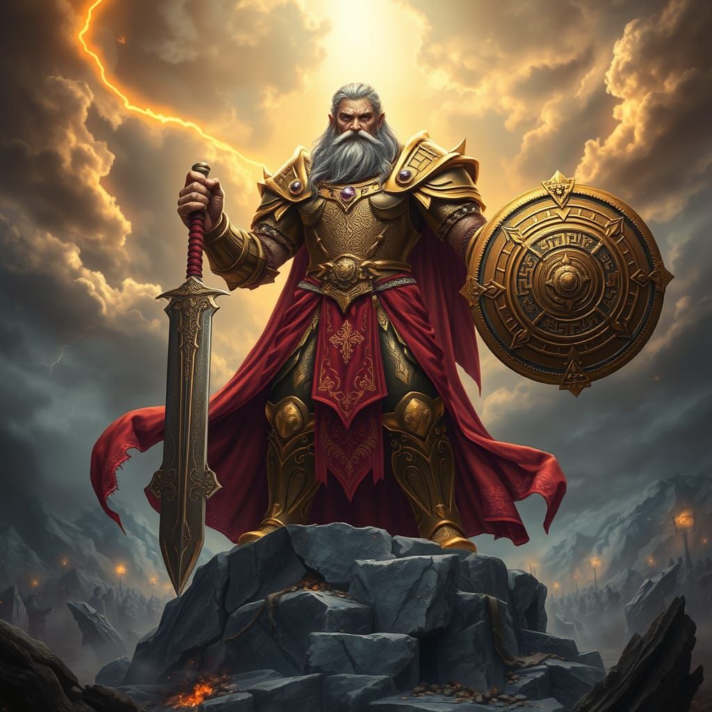 Ancient Champion in Divine Golden Light