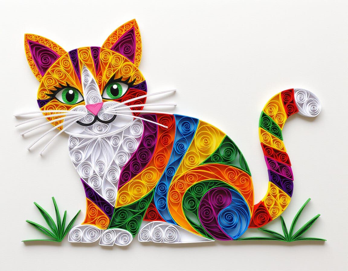 3D Quilled Paper Kitty