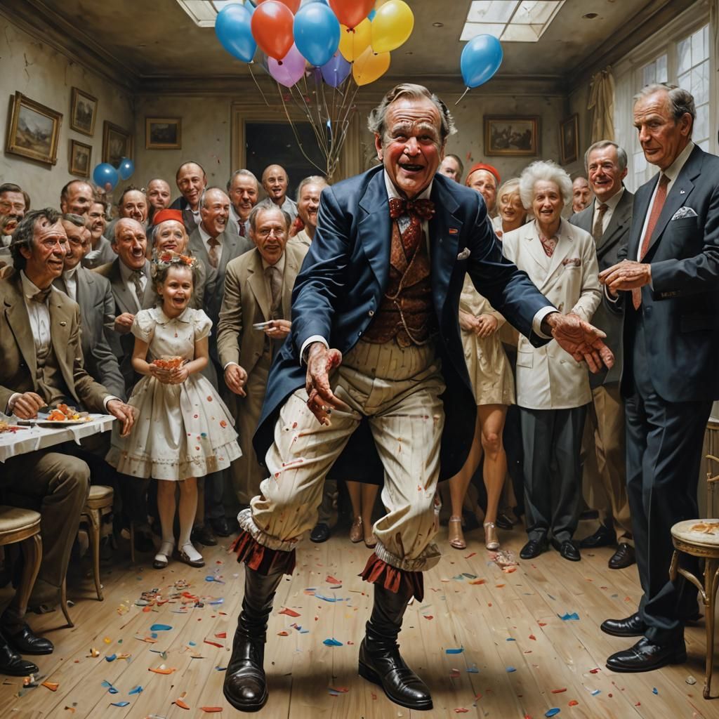 George H.W. Bush as Humorous Buffoon Painting