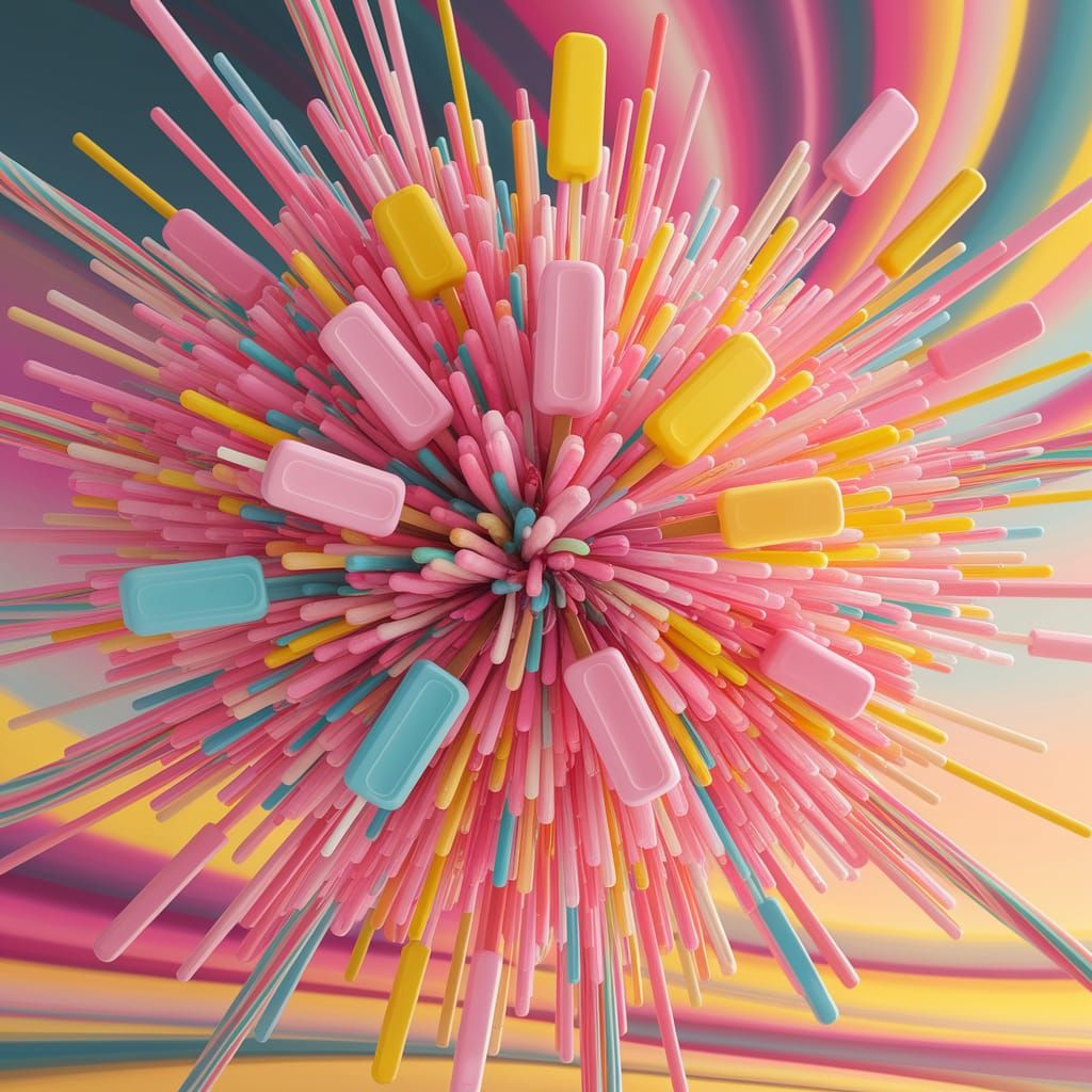 Kaleidoscopic Candy Floss and Popsicles Explosion