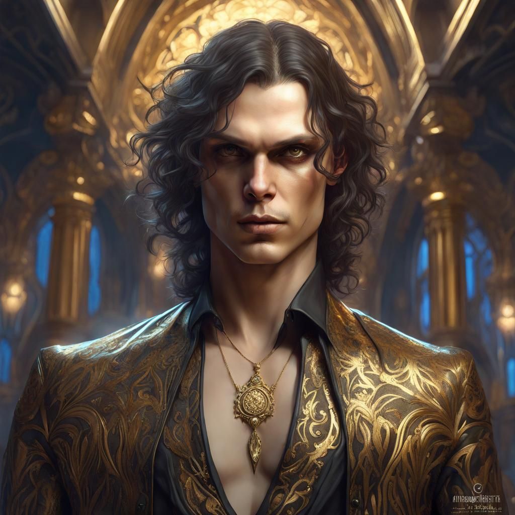 Gilded Portrait of a Youthful Romantic Figure