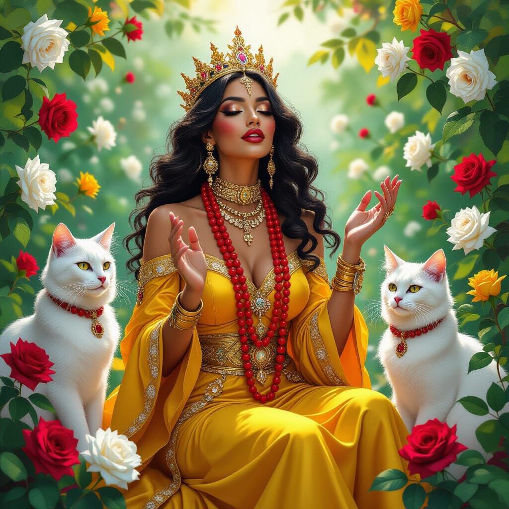 Voodoo Priestess in a Rose Garden