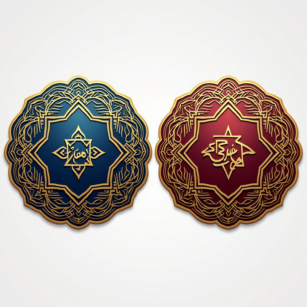 Golden Arabic Logo with Geometric Patterns