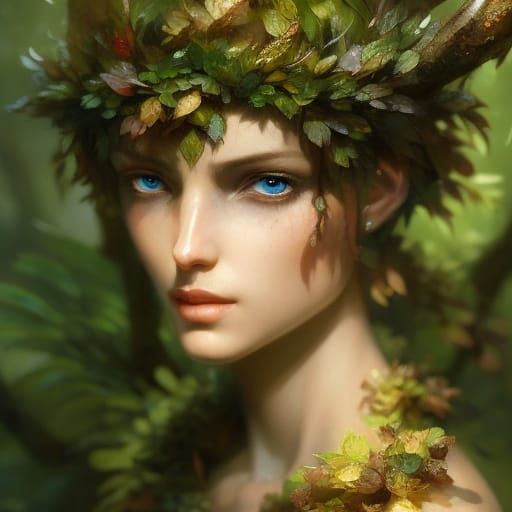 Mystical Forest Man Portrait in Dark Fantasy Style