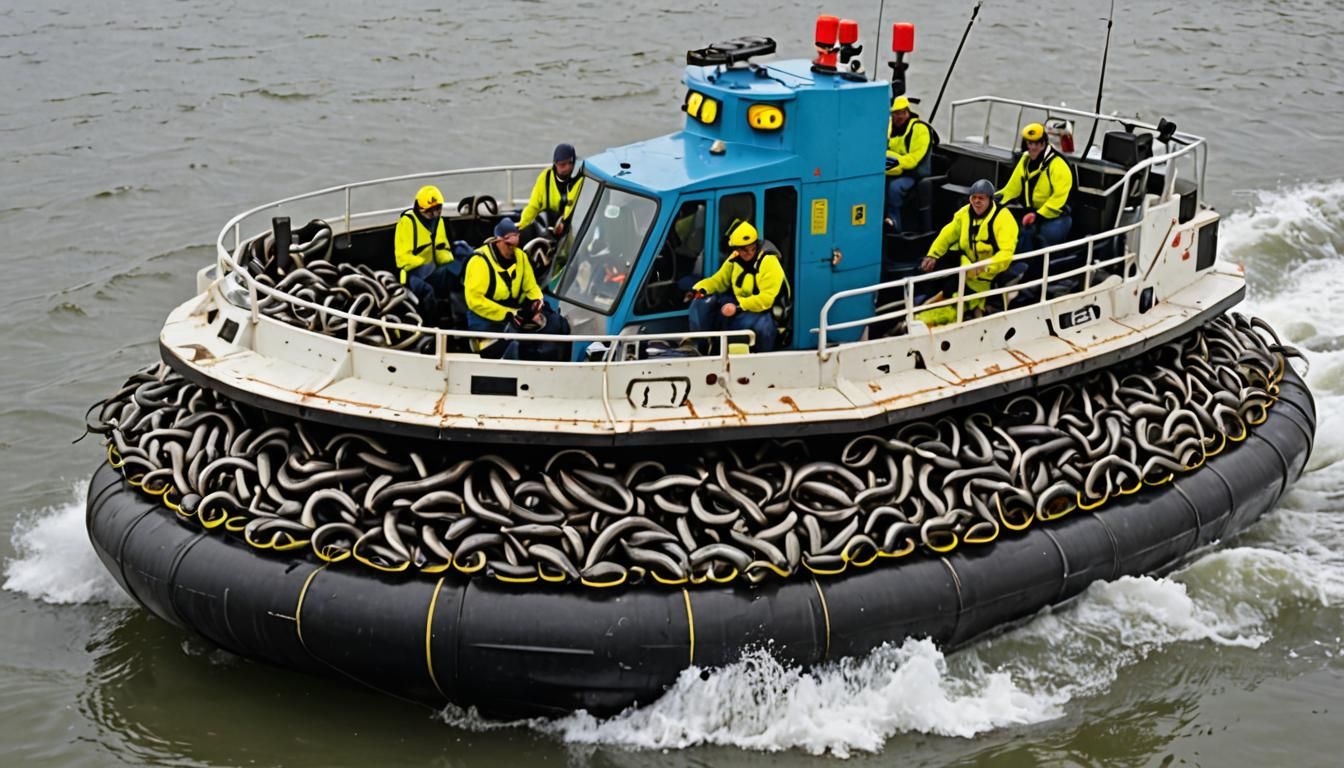 A Hovercraft Comically Full of Eels