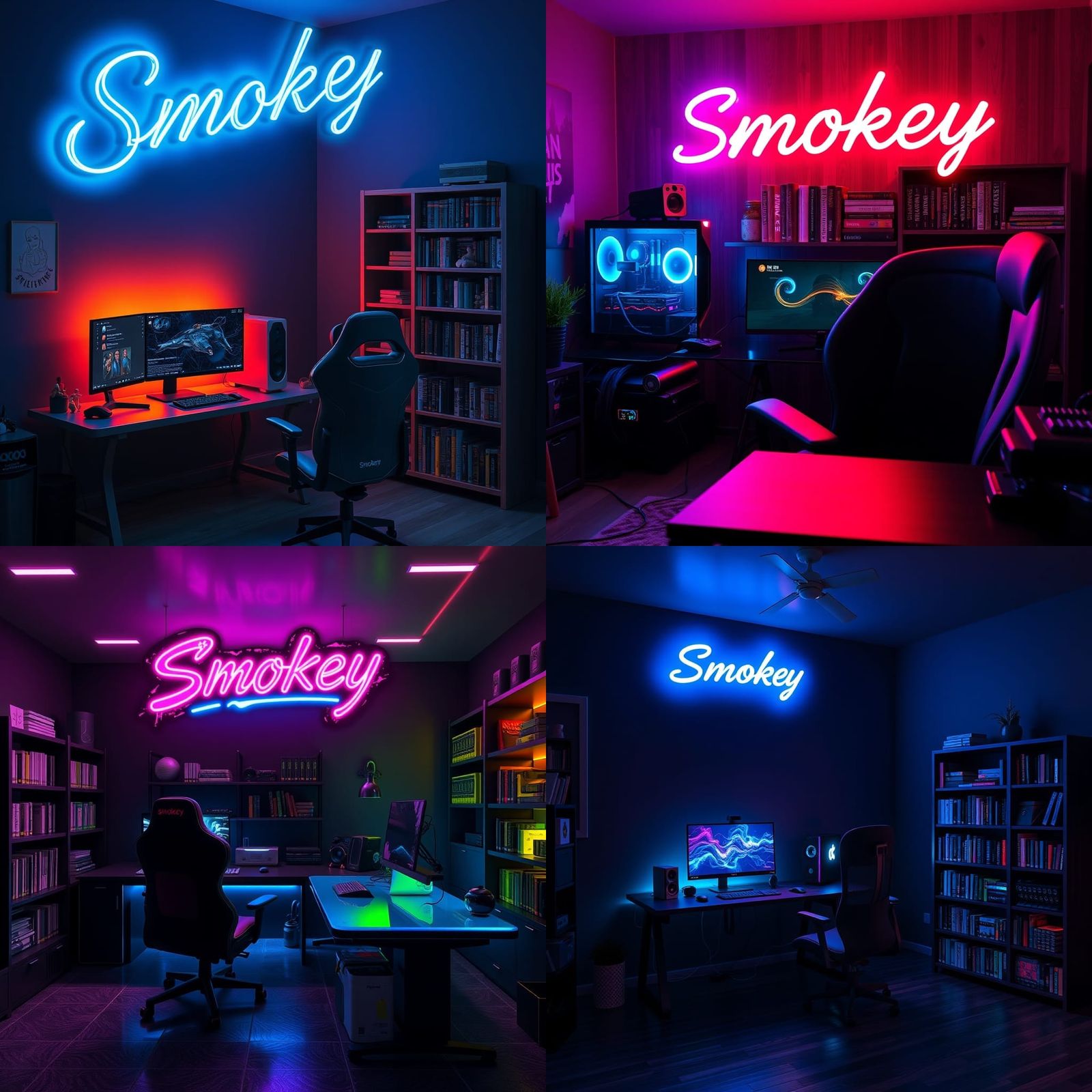 Vibrant Neon Lit Gamer Room