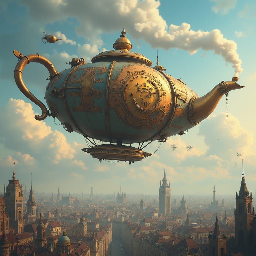 Steampunk Teapot Airship Soars Through Clouds and Clockwork ...
