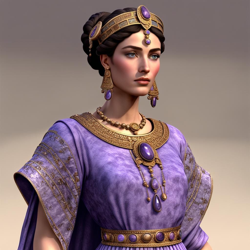 Phoenician Princess in Lavender Tunic: 3D Art