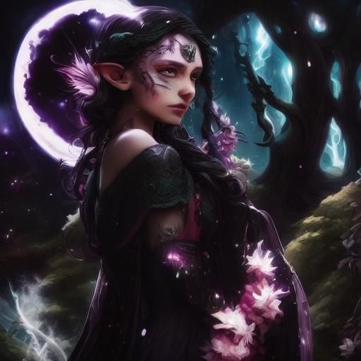 Emo Yin and Yang Woman in Dreamlike Scene