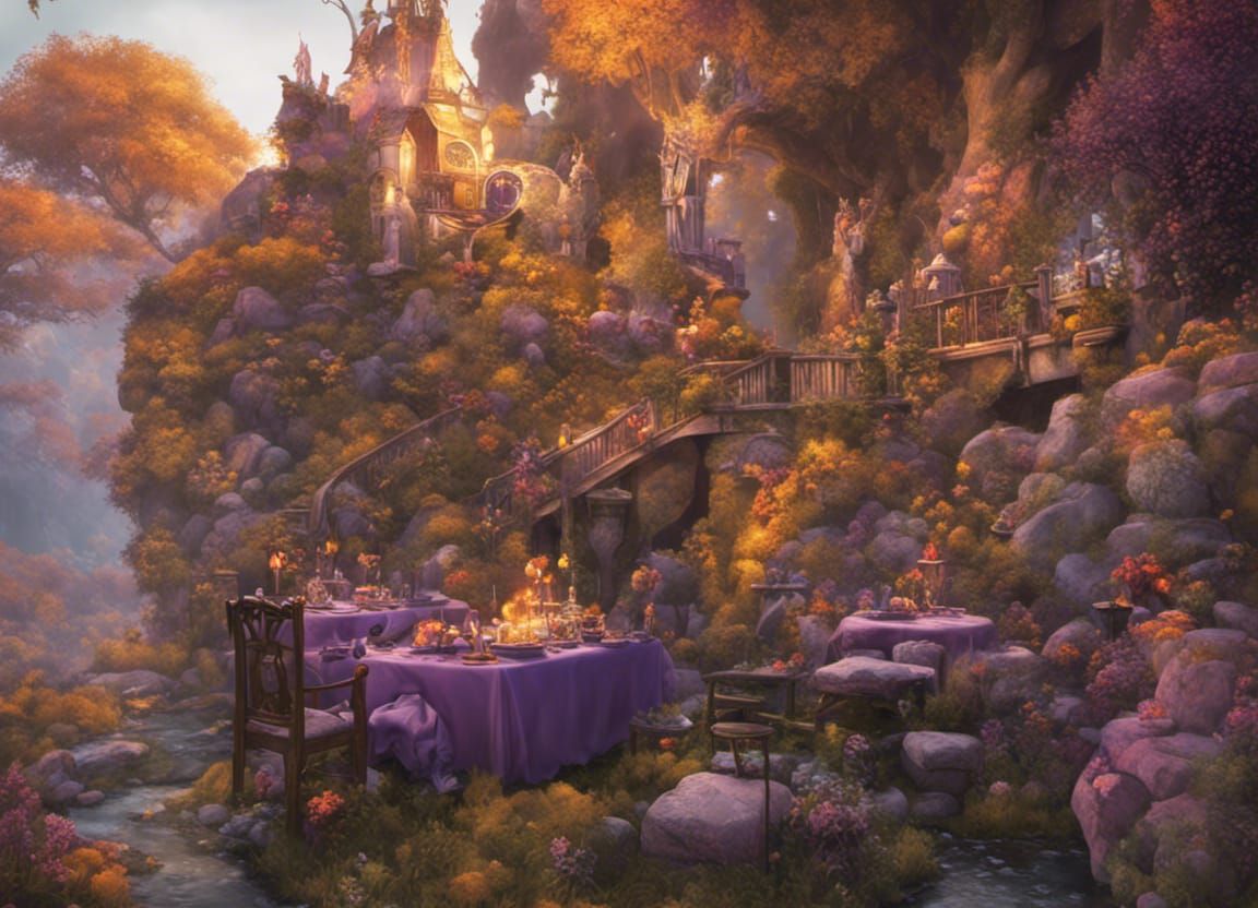 Ominous Devil's Tea Party in Dark Fantasy Style