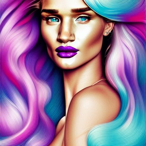 Rosie Huntington-Whiteley Portrait in Digital Painting Style
