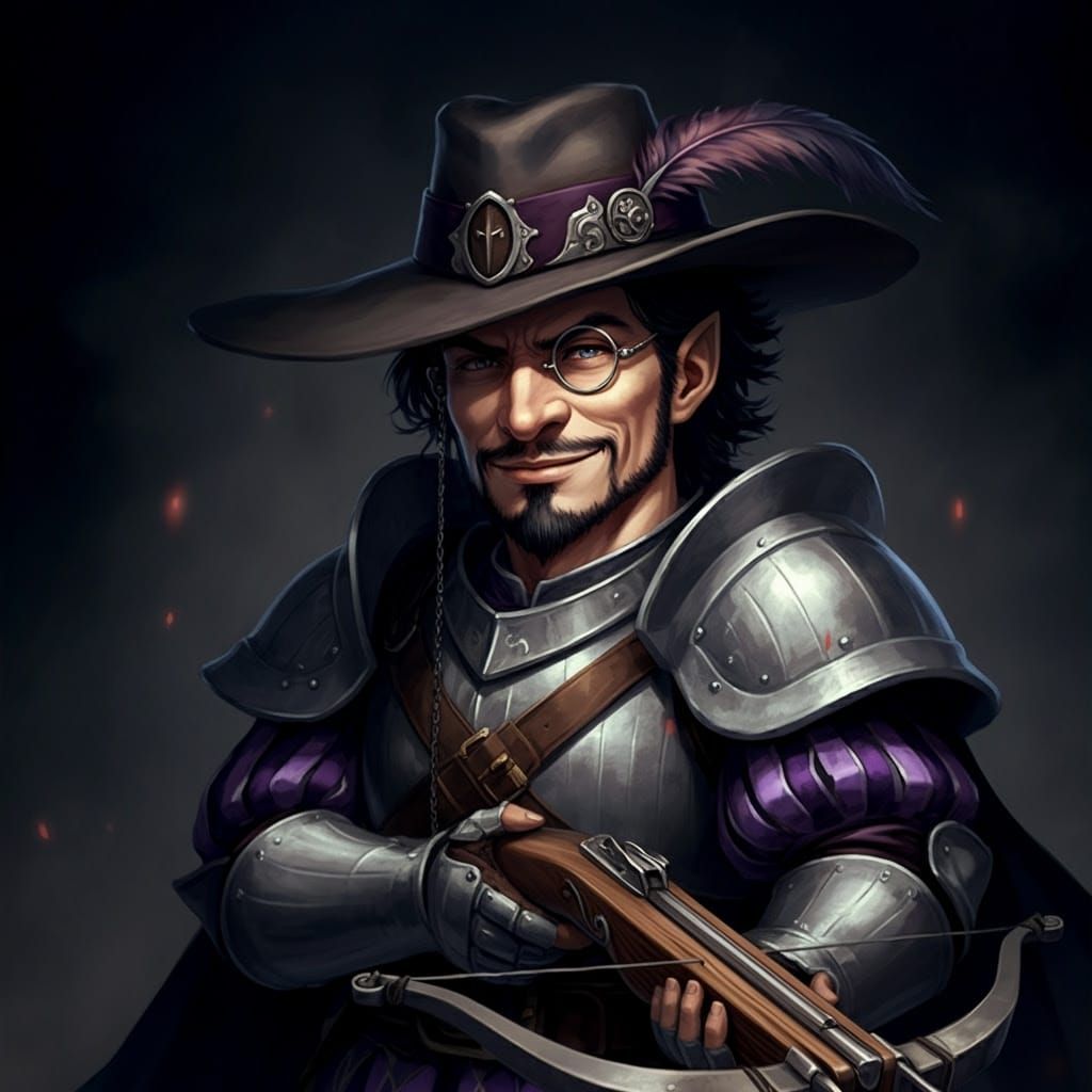 Gnomish Conquistador in Elegant Armor, Smiling with Confiden...