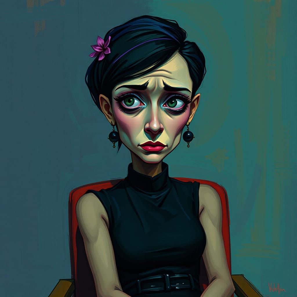 Melancholic Woman in Wheelchair: Cubist Impressionism