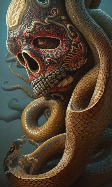 La Catrina Sugar Skull with Serpents, Digital Painting