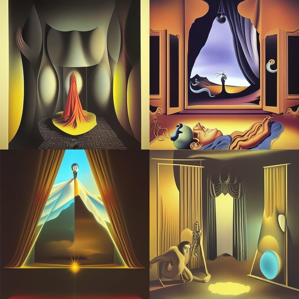 Surrealist Vision: Mysterious Light Behind the Curtain