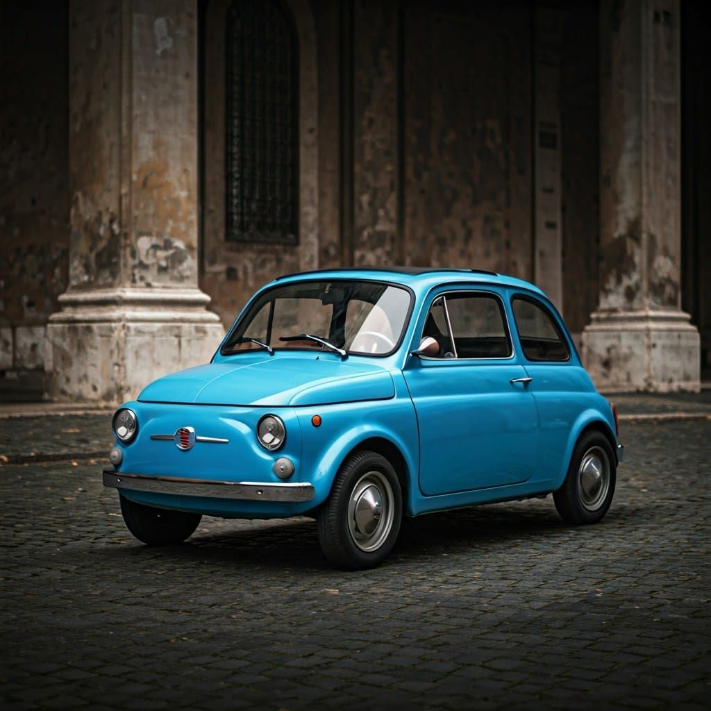 Classic Fiat in Rome: Hyper-Detailed 8K Image