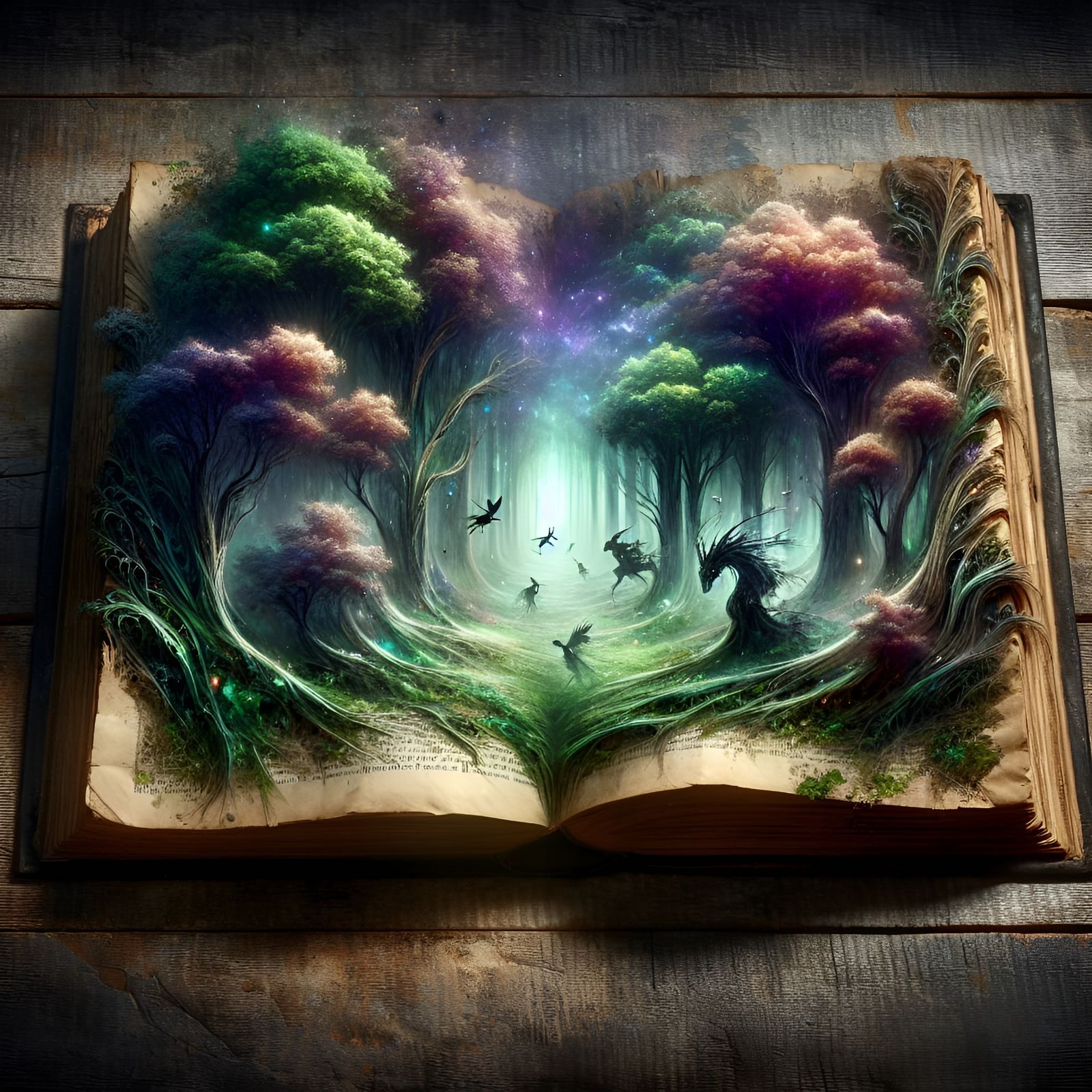 Mystical Forest Revealed in Ancient Fantasy Book