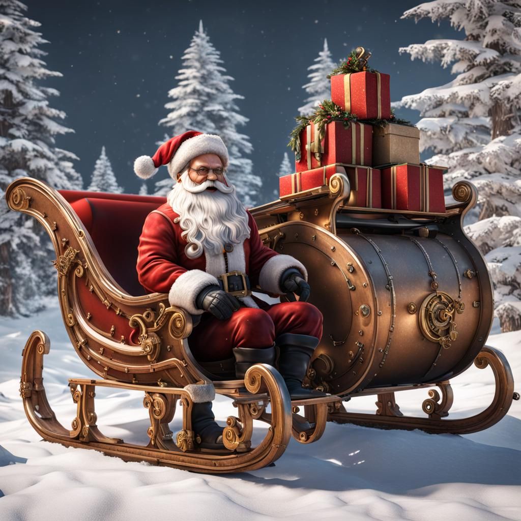 Steampunk Santa Claus in Detailed 3D Render