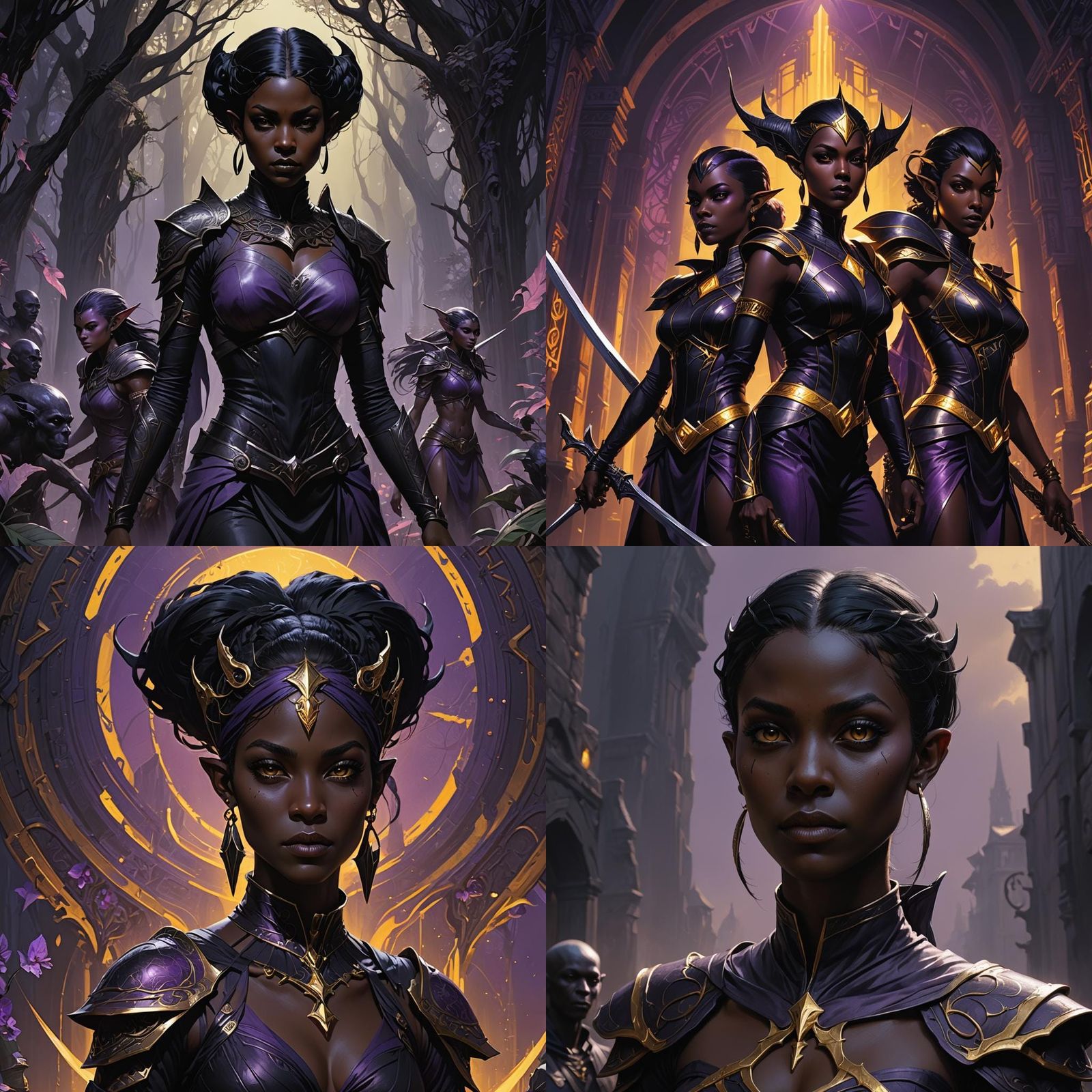 Dark Elf Twins in Dark Fantasy Style