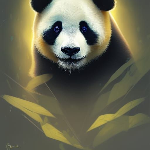 Detailed Panda Portrait in Art Nouveau Style