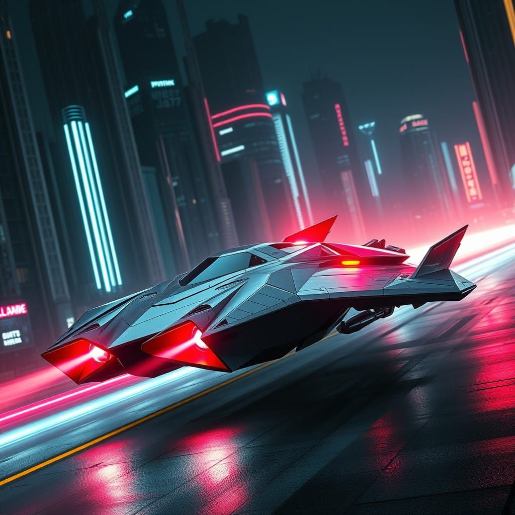 Cyberpunk-Futuristic Winged Spacecraft Inspired by SR-72 and...