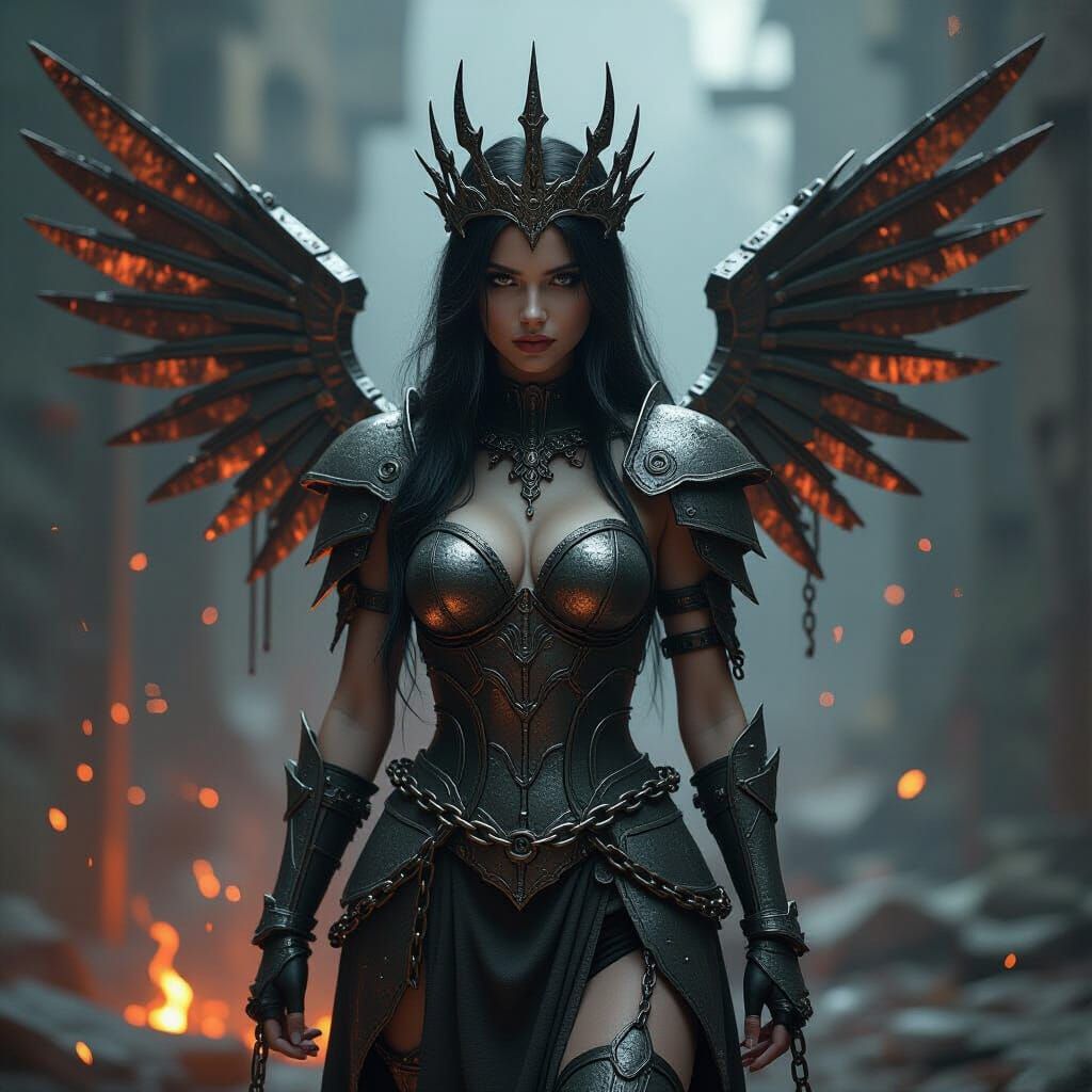 Rusted Iron Titaness in Hyper-Realistic Fantasy Style