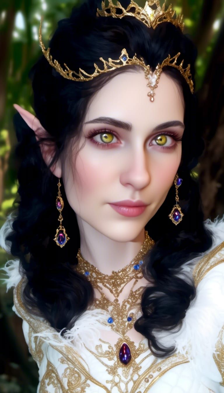 Hyperrealistic Portrait of an Elven Queen